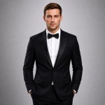 Men's Black Formal Tuxedo Satin-Lapel Suit
