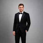 Men's Black Formal Tuxedo Satin-Lapel Suit