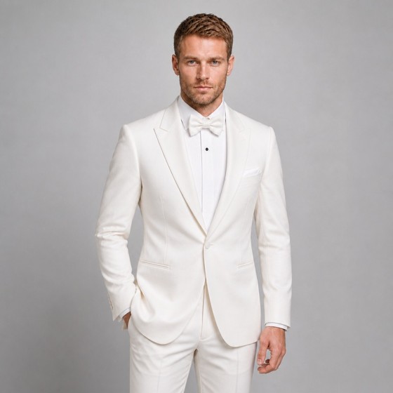 男士白色正式婚礼西装