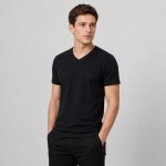Men's Black Cotton V-Neck T-Shirt