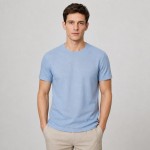 Men's Light Blue Linen-Blend Summer T-Shirt