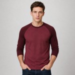 Men's Burgundy Raglan Baseball T-Shirt