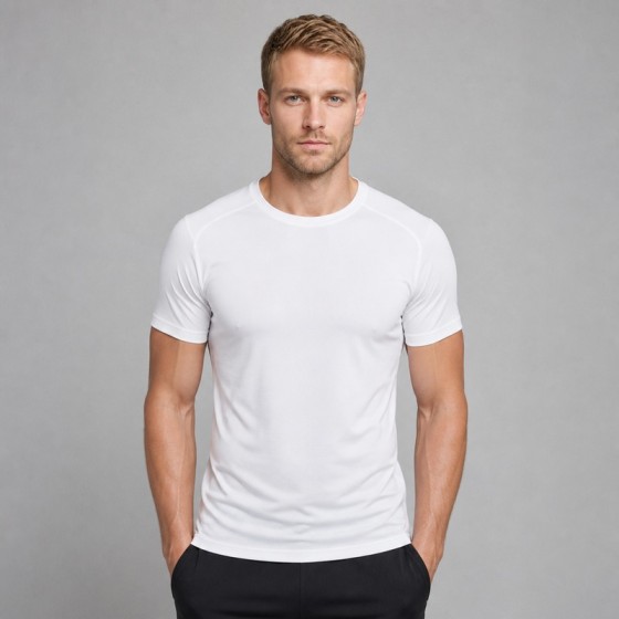 Men's White Moisture-Wicking Athletic T-Shirt