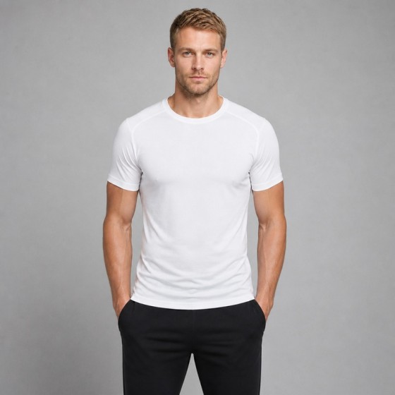 Men's White Moisture-Wicking Athletic T-Shirt