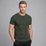 Men's Forest Green Waffle-Knit T-Shirt