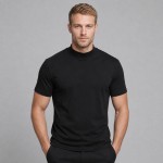 Men's Black Mock-Neck Short-Sleeve T-Shirt