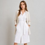 Women's White Cotton Belted Shirt Dress