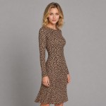 Women's Leopard Print Jersey Midi Dress