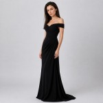 Women's Black Off-Shoulder Evening Gown