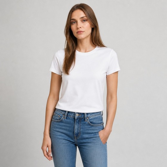 Women's Classic White Cotton Crew-Neck T-Shirt