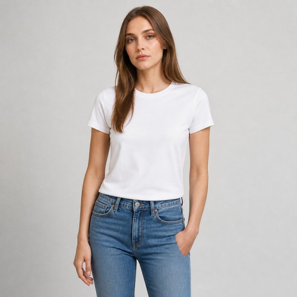 Women's Classic White Cotton Crew-Neck T-Shirt