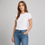 Women's Classic White Cotton Crew-Neck T-Shirt