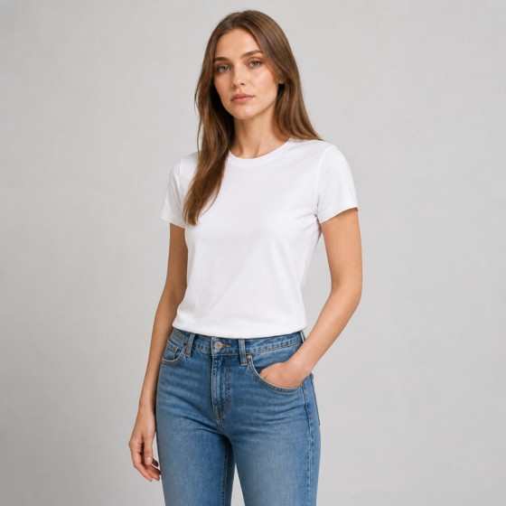Women's Classic White Cotton Crew-Neck T-Shirt