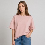 Women's Blush Pink Oversized Boxy Cotton T-Shirt