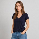 Women's Navy Soft Jersey V-Neck T-Shirt