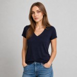 Women's Navy Soft Jersey V-Neck T-Shirt