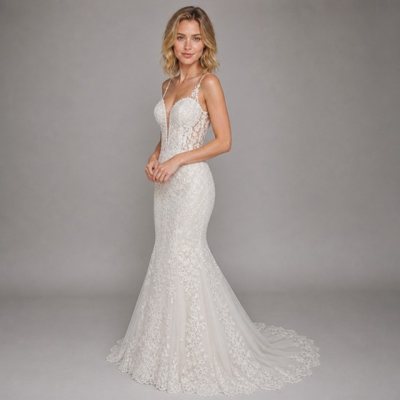 Women's White Lace Mermaid Bridal Gift Gown