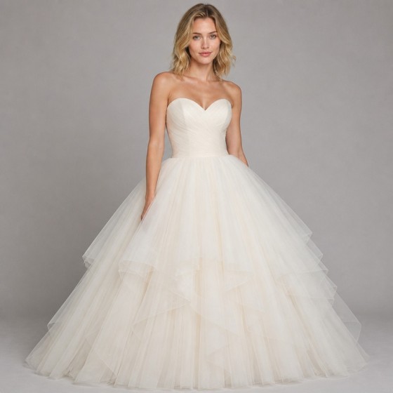 Women's Ivory Tulle Ball Gown Bridal Gift Dress