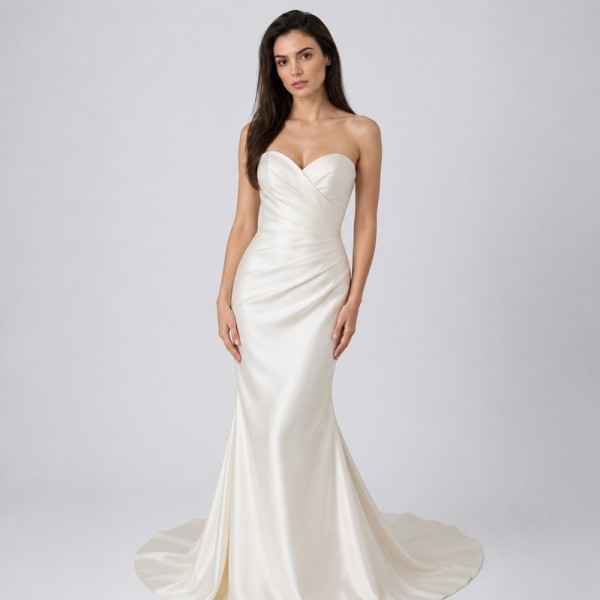 Women's Ivory Strapless Sweetheart Bridal Gift Gown
