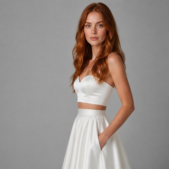 Women's Ivory Modern Two-Piece Bridal Gift Set