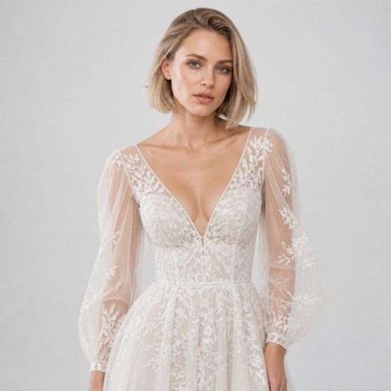 Women's Ivory Floral Organza Bridal Gift Gown