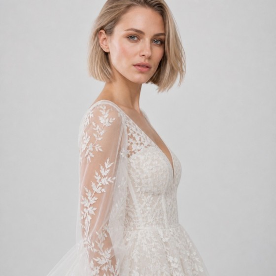 Women's Ivory Floral Organza Bridal Gift Gown